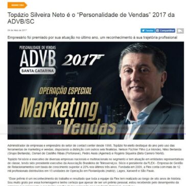 Topázio Silveira Neto é o “Personalidade de Vendas” 2017 da ADVB/SC – Acontece Aqui